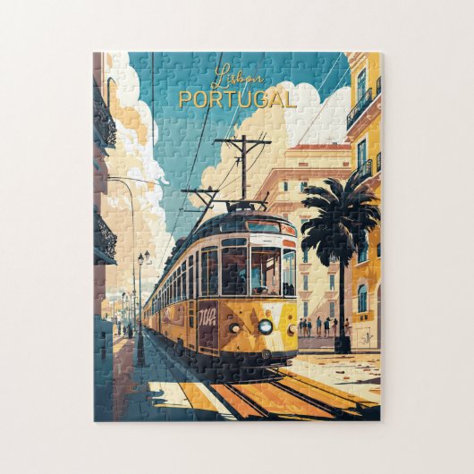 Aangepaste tekst Lissabon Portugal Legpuzzel (Verticaal)
