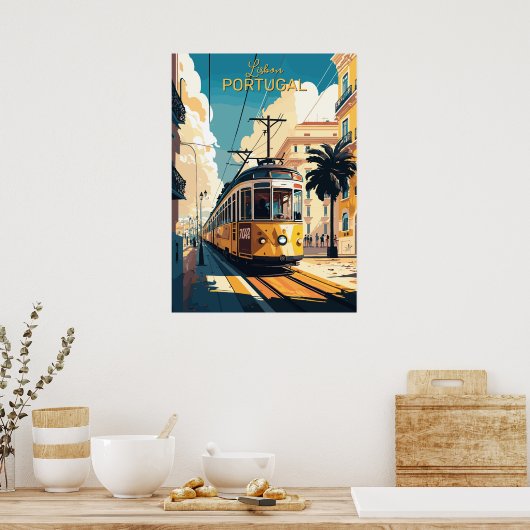 Aangepaste tekst Lissabon Portugal Poster (Keuken)