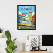 Aangepaste tekst Lissabon Portugal Poster (Thuiskantoor)