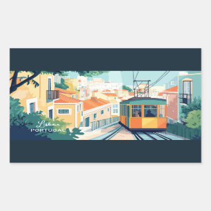 Aangepaste tekst Lissabon Portugal Rechthoekige Sticker