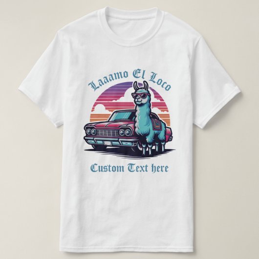 Aangepaste tekst Llama Classic Car Vaderdag T-shirt (Design voorkant)