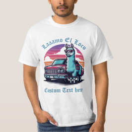 Aangepaste tekst Llama Classic Car Vaderdag T-shirt