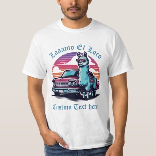 Aangepaste tekst Llama Classic Car Vaderdag T-shirt (Voorkant)