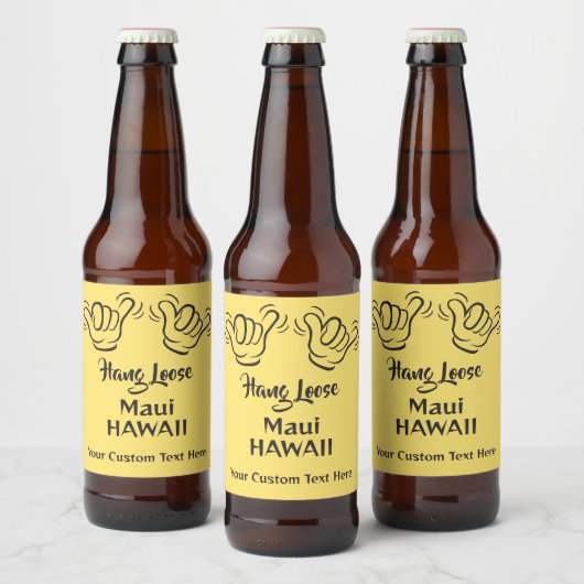 Aangepaste tekst, locatie en kleur Shaka Bier Etiket (Flessen)