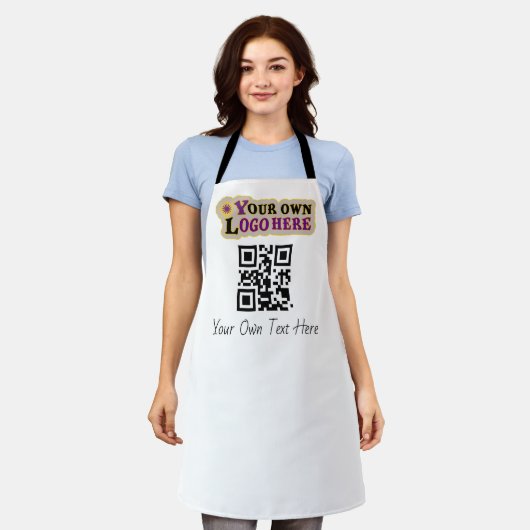 Aangepaste tekst, logo en QR-code Schort (Gedragen)