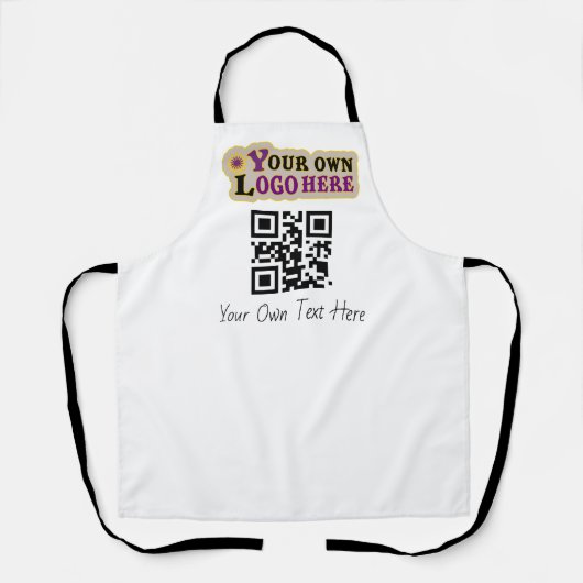 Aangepaste tekst, logo en QR-code Schort (Voorkant)