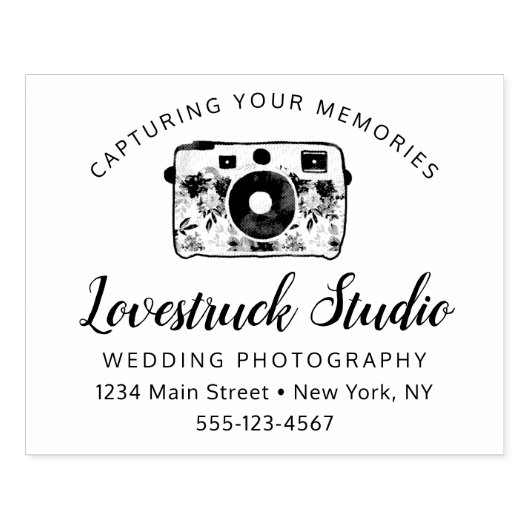 Aangepaste tekst & Logo fotografie zakelijke camer Rubberstempel (Afrduk)