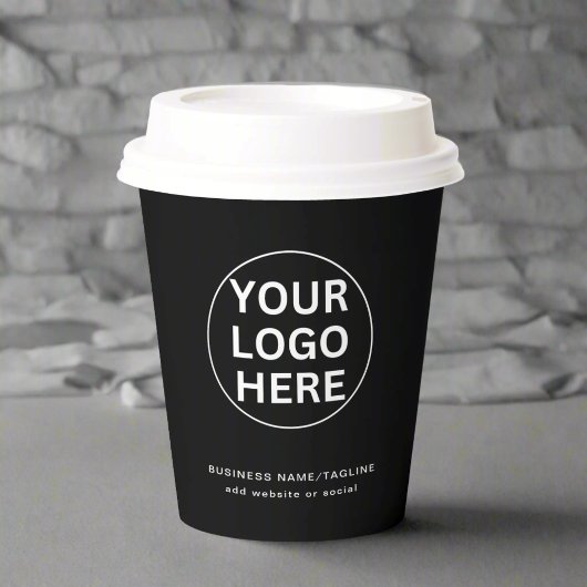 Aangepaste Tekst & Logo L Professioneel Zwart & Wi Papieren Bekers