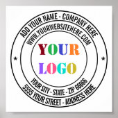 Aangepaste tekst Logo Naam Adres Info Business Pos Poster (Voorkant)