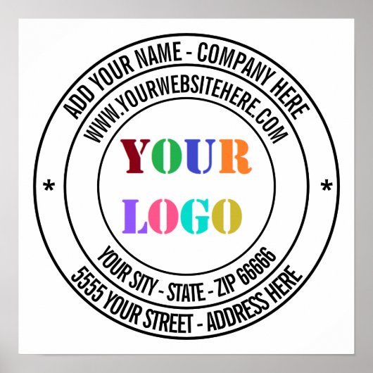 Aangepaste Tekst Logo Naam Adres Info Zakelijke Po Poster (Voorkant)