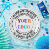 Aangepaste tekst Logo Naam Adres Website Papieren Bordje (Feest)