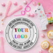 Aangepaste tekst Logo Naam Adres Website Papieren Bordje (Feest)