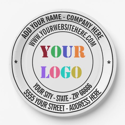 Aangepaste tekst Logo Naam Adres Website Papieren  Papieren Bordje (Voorkant)