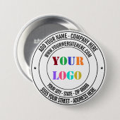 Aangepaste Tekst Logo Naam Adres Website Promotion Ronde Button 7,6 Cm (Voorkant /achterkant)