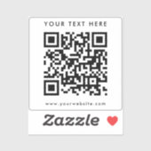 Aangepaste tekst Logo QR Code Sjabloon Elegant Zil Sticker (Vel)
