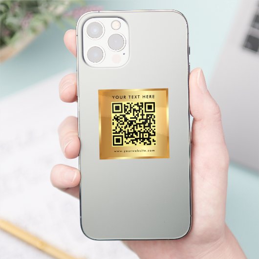 Aangepaste tekst Logo QR Code Sjabloon Glamour Gol Sticker (Telefoon)