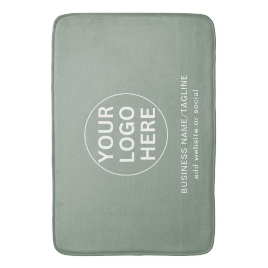 Aangepaste Tekst & Logo Sage Groene Branded Bedrij Badmat (Voorkant Verticaal)
