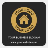 Aangepaste tekst logo slogan voor zakelijk gebruik vierkante sticker (Voorkant)