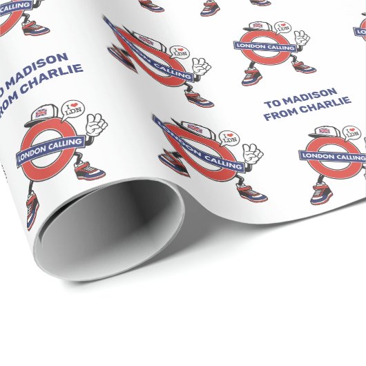 Aangepaste tekst Londen Bellen Cadeaupapier (Rol Hoek)