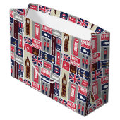 Aangepaste tekst Londen UK Pictogrammen Groot Cadeauzakje (Achterkant Gekanteld)