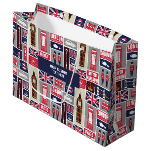 Aangepaste tekst Londen UK Pictogrammen Groot Cadeauzakje