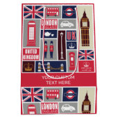 Aangepaste tekst Londen UK Pictogrammen Medium Cadeauzakje (Achterkant)