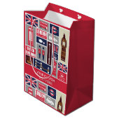 Aangepaste tekst Londen UK Pictogrammen Medium Cadeauzakje (Achterkant Gekanteld)