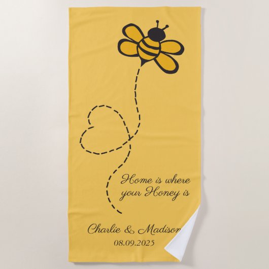 Aangepaste tekst Love Bee Strandlaken (Voorkant)