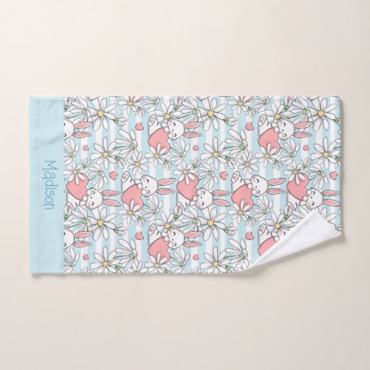 Aangepaste tekst Love Bunnies Patroon Bad Handdoek (Handdoek)