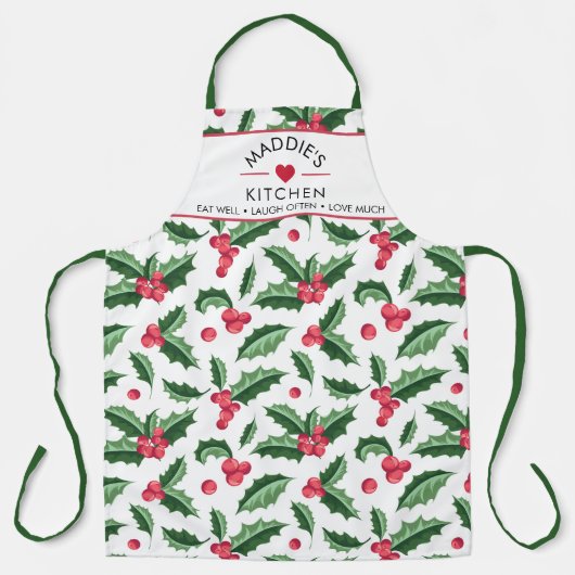 Aangepaste tekst Love Holy Berry Pattern Schort (Voorkant)