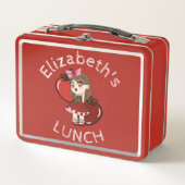 Aangepaste Tekst Lunchbox met Apple Chibi (Voorkant)