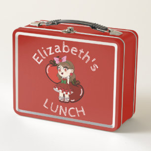 Aangepaste Tekst Lunchbox met Apple Chibi