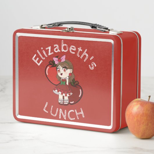 Aangepaste Tekst Lunchbox met Apple Chibi (In situ)