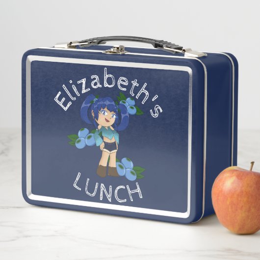 Aangepaste Tekst Lunchbox met Blueberry Chibi (In situ)