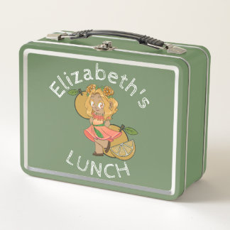 Aangepaste Tekst Lunchbox met Oranje Chibi