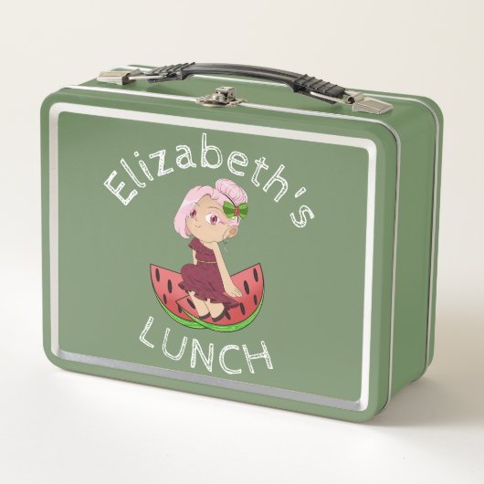 Aangepaste Tekst Lunchbox met Watermelon Chibi (Voorkant)