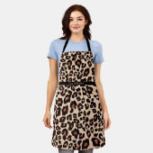 Aangepaste tekst Luxe leopard Apron chic Schort (Gedragen)