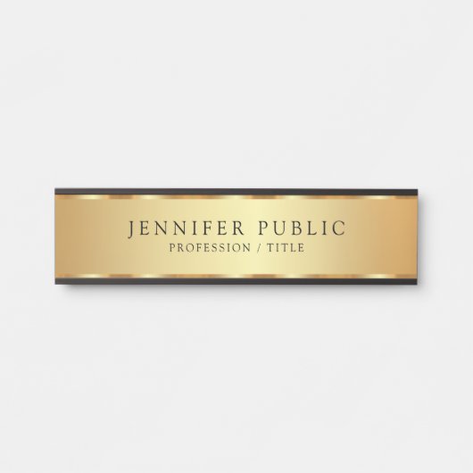 Aangepaste tekst Luxe Trendy Zwart & Goud Professi Deurbordje (Voorkant)