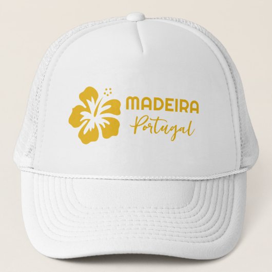 Aangepaste tekst Madeira (of UW bestemming) Trucker Pet (Voorkant)