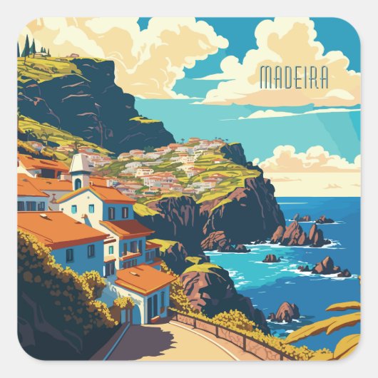 Aangepaste tekst Madeira Portugal Vierkante Sticker (Voorkant)