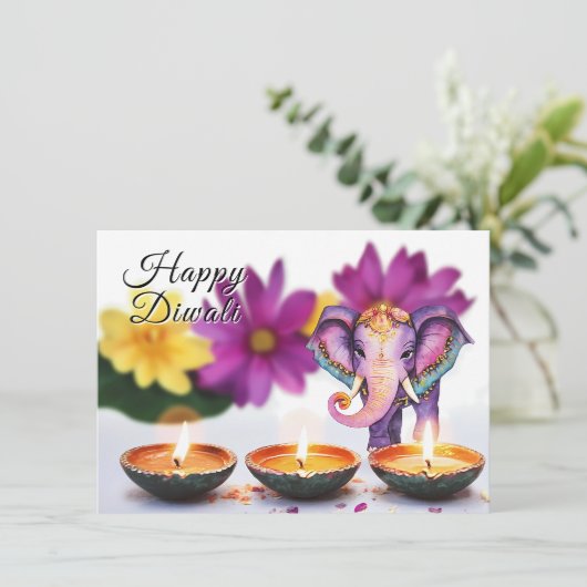 Aangepaste tekst, Majestic Diwali Feestdagenkaart (Staand voorkant)