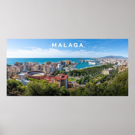 Aangepaste tekst Malaga Spanje Gebied Foto Poster (Voorkant)