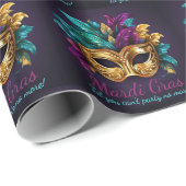Aangepaste tekst Mardi Gras masker veren Cadeaupapier (Rol Hoek)