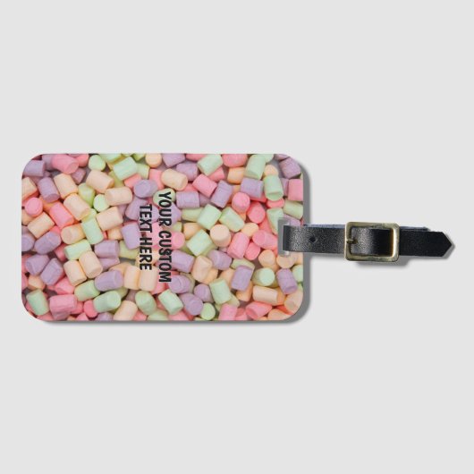 Aangepaste tekst marshmallows bagagelabel (Voorkant (horizontaal))