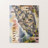 Aangepaste tekst Matera Italië Reis Sassi di Mater Legpuzzel (Verticaal)