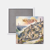 Aangepaste tekst Matera Italië Reis Sassi di Mater Magneet (Voorkant / Achterkant)