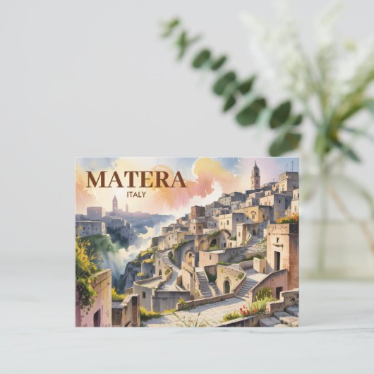 Aangepaste tekst Matera Italië Reizen Sassi di Mat Briefkaart (Staand voorkant)