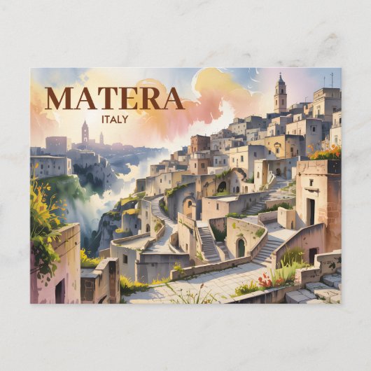 Aangepaste tekst Matera Italië Reizen Sassi di Mat Briefkaart (Voorkant)