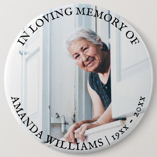 Aangepaste tekst Memorial Foto Simple Tribution Ronde Button 6,0 Cm (Voorkant)
