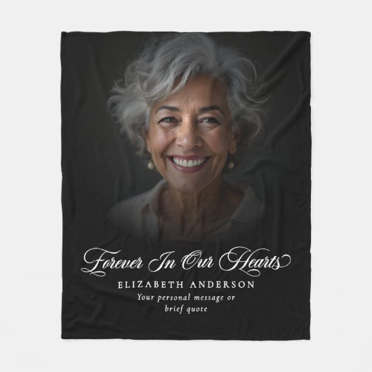 Aangepaste tekst Memorial Tribute Photo Fleece Deken (Voorkant)